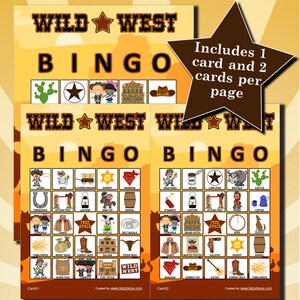 100 Wild West 5x5 Bingo Cards | Instant Download | Pdfs for Easy ...