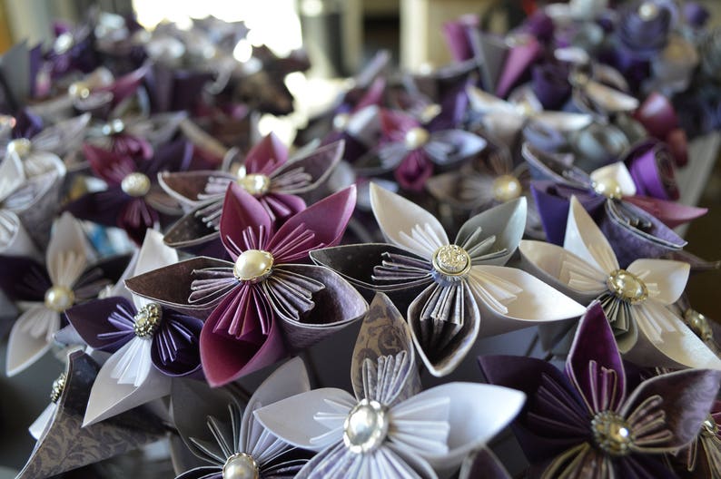 PURPLE Paper Flower Bridal Bouquets custom made for your UNIQUE wedding zdjęcie 6