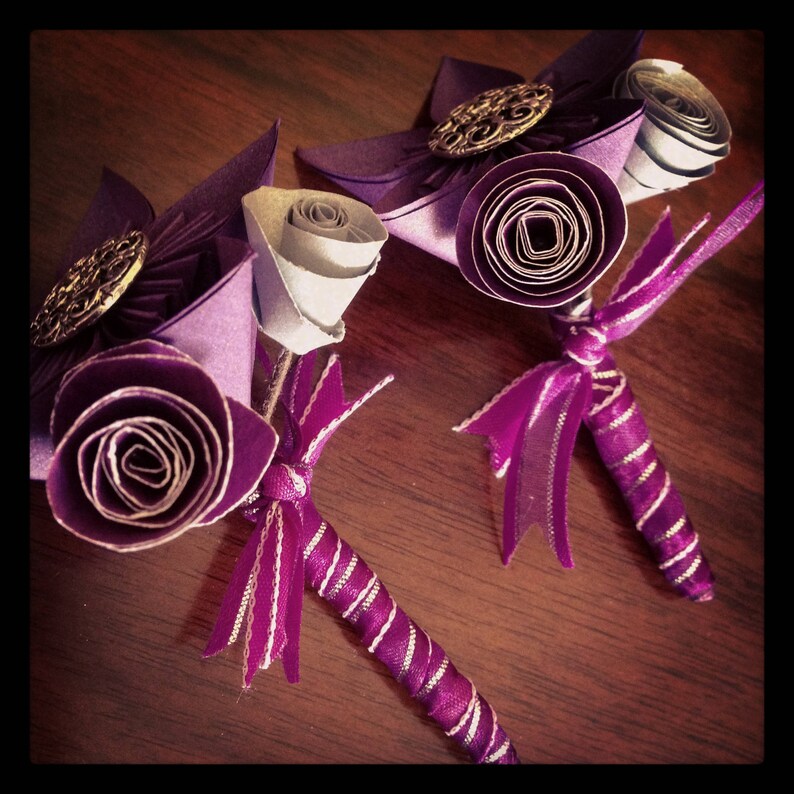 PURPLE Paper Flower Bridal Bouquets custom made for your UNIQUE wedding zdjęcie 8