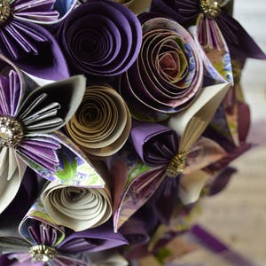 PURPLE Paper Flower Bridal Bouquets custom made for your UNIQUE wedding zdjęcie 5