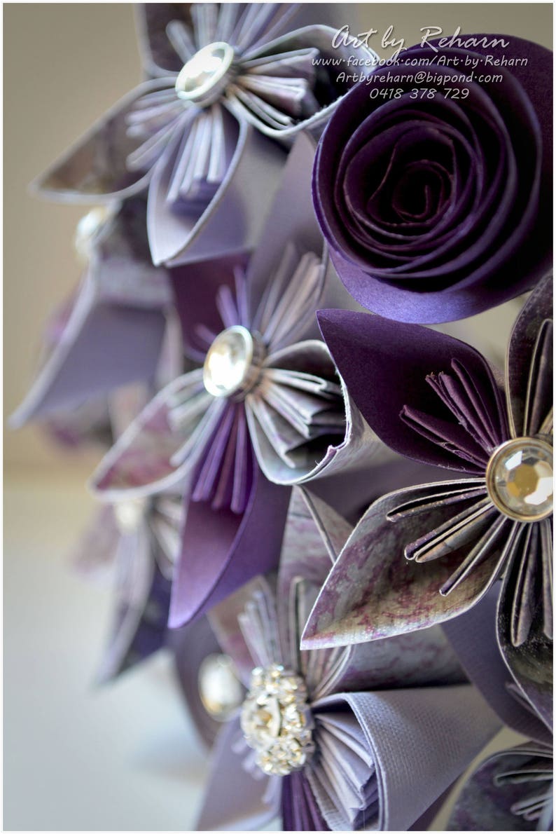 PURPLE Paper Flower Bridal Bouquets custom made for your UNIQUE wedding zdjęcie 4