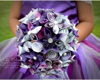 PURPLE Paper Flower Bridal Bouquets - custom made for your UNIQUE wedding!