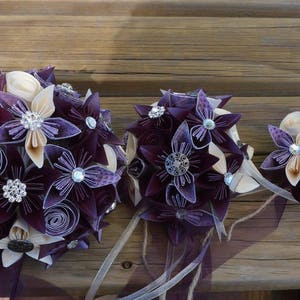 PURPLE Paper Flower Bridal Bouquets custom made for your UNIQUE wedding zdjęcie 2