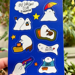 Self love ghost club sticker sheet