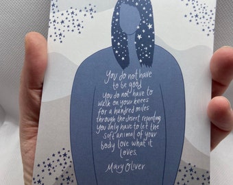 Mary Oliver quote blank card