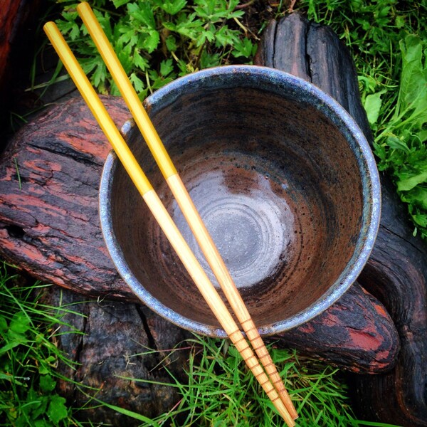 Ceramic Earthy Black Mountain Chopstick Bowl