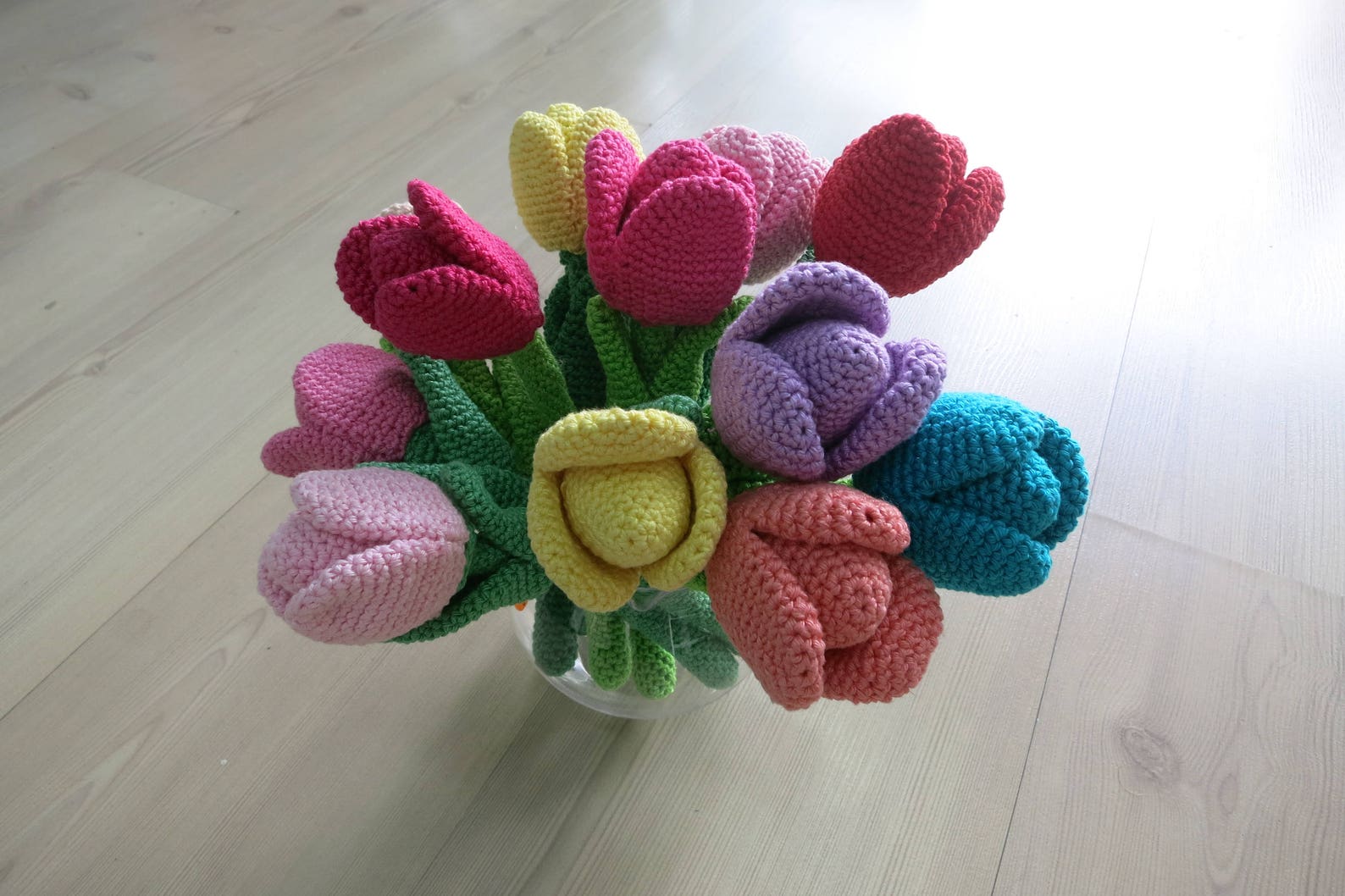 4 Tulip bouquet Crochet Flower Home decoration gift Flowers | Etsy