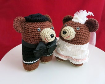 Crochet Bride and Groom Bears, Amigurumi bears doll, Anniversary/Wedding gift