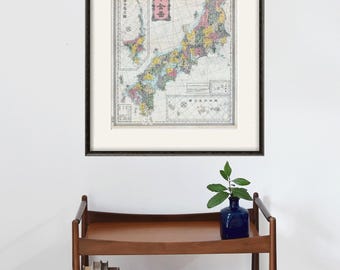 Japan map print map vintage old maps Antique prints poster map wall home decor wall map japanese print old prints japanese wall decor