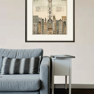 Skyscrapers Philadelphia art print poster old prints Wall poster art home decor wall print antique prints city print architectural art image 7