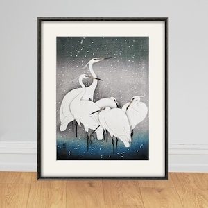 Heron print bird art print Japanese art print poster Wall poster art home decor wall art print antique prints japan poster japanese decor
