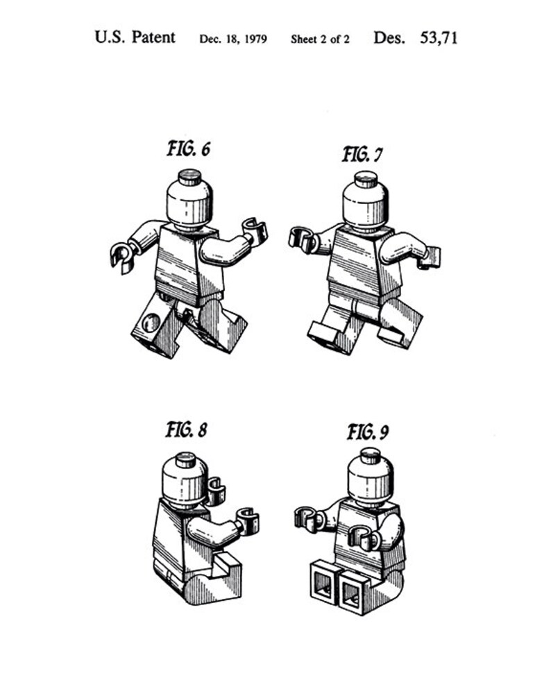 Lego poster Patent art print lego print lego decor lego art Etsy