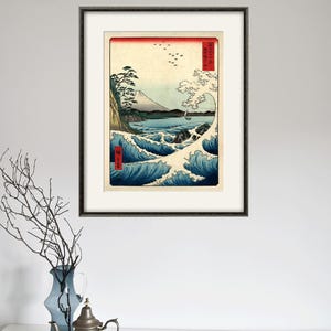 Grabado japonés en madera: Utagawa Hiroshige, Escena costera
