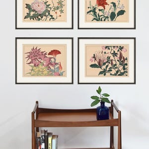 Impressions d'art botanique japonais, impression d'art floral, affiches anciennes, décoration d'intérieur, impression d'art floral mural, impression botanique de fleurs japonaises