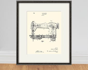 Sewing Machine Patent Print: Vintage Sewing Room Decor