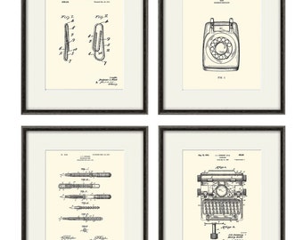 Vintage Office Patent Art Print Set: Enhanced Wall Decor