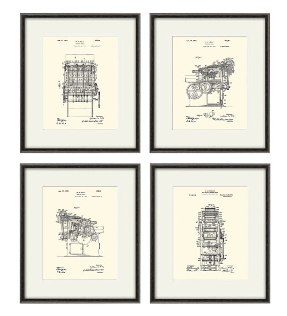 Printing Press Art Patent Print Writer Gifts Industrial Decor Etsy