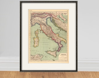 Italian map print map vintage old maps Antique map poster map wall home decor wall map italian print old prints italian decor large map