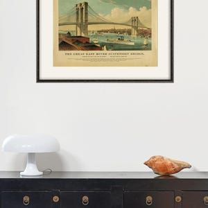 Lámina artística antigua del Puente de Brooklyn: Ciudad de Nueva York, decoración victoriana imagen 10