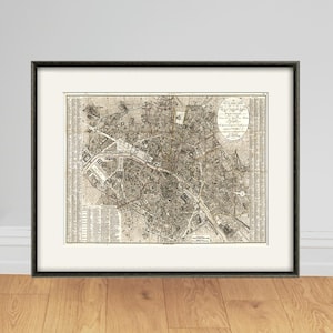 Impresión de mapa de París, mapas antiguos vintage, póster de mapa antiguo, decoración de mapas, decoración del hogar, mapa de pared, mapa de Francia, impresión de París, impresiones antiguas, decoración de París, arte de pared