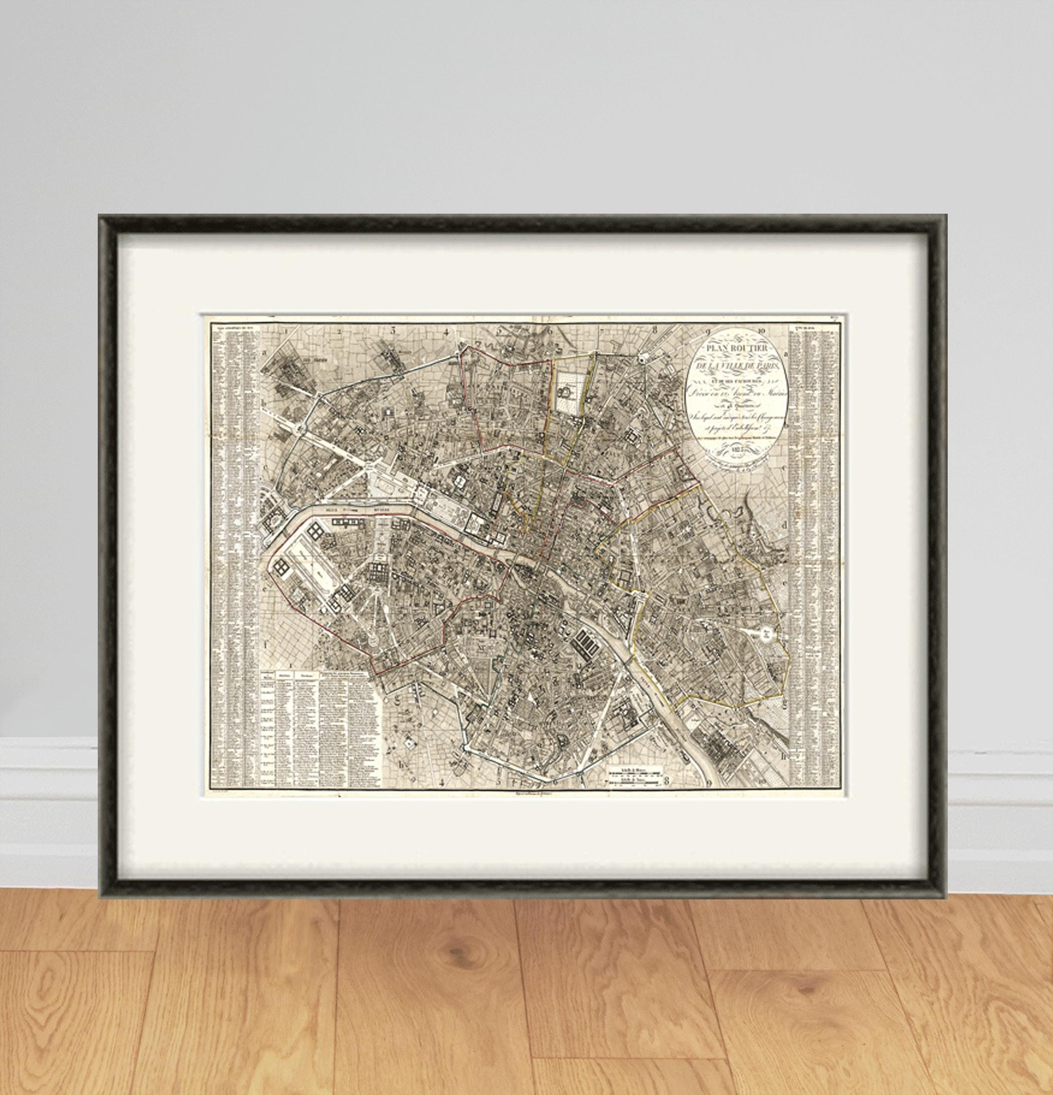 Paris map print map vintage old maps Antique map poster map decor home decor wall map France map Paris print old prints Paris decor wall art