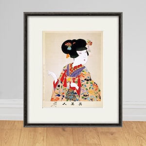 Geisha art print Japanese art print poster old prints Wall poster art home decor wall art print antique prints japan poster japanese decor