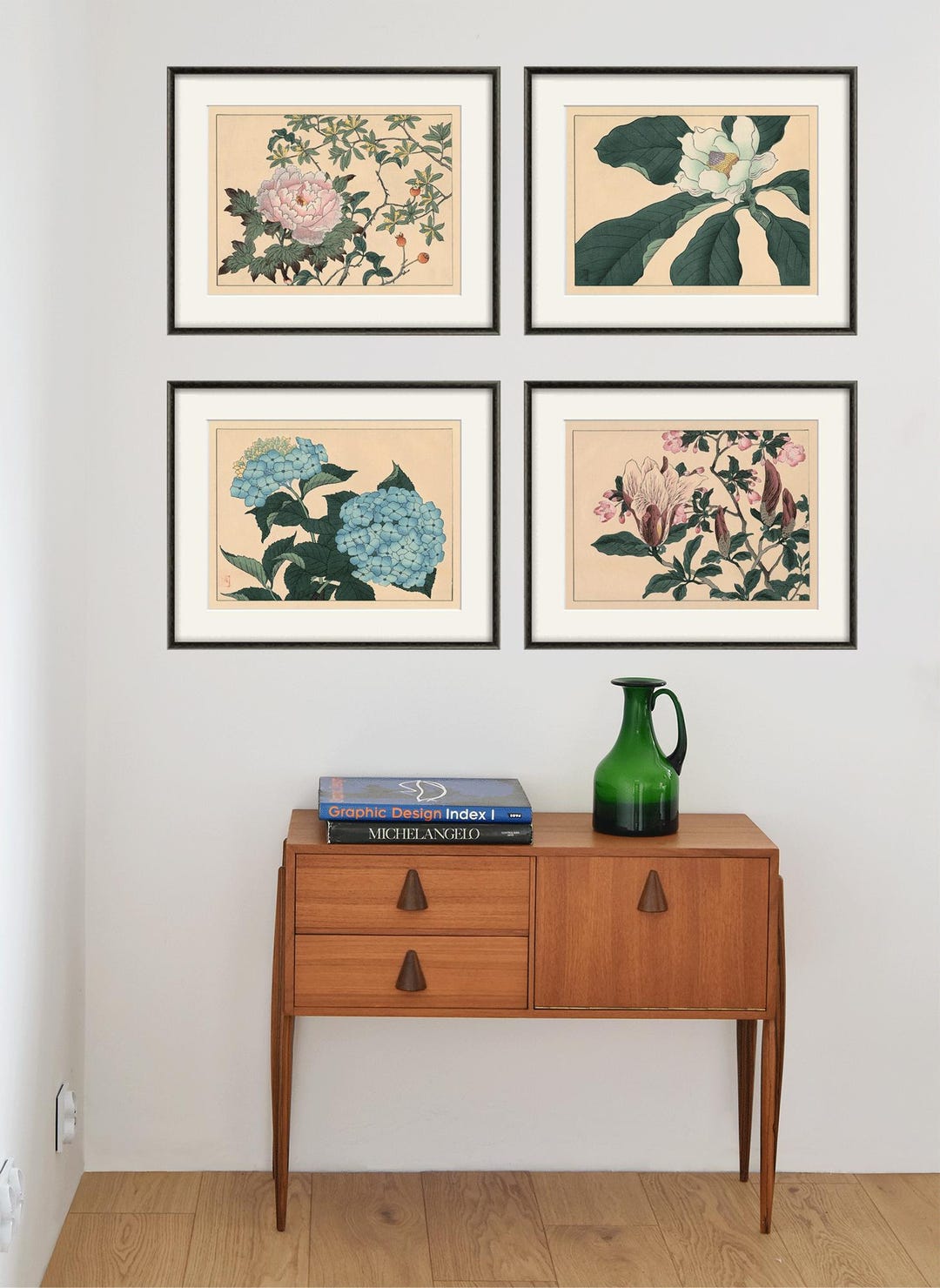 Japanese Floral Art Print Set: Vintage Botanical Wall Decor - Etsy