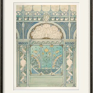 Peut inclure: Une illustration vintage d'un motif de paon avec un motif floral. Le paon est au centre du motif et est entour&eacute; de fleurs et de feuilles. Le motif est dans des tons de bleu, vert et jaune.