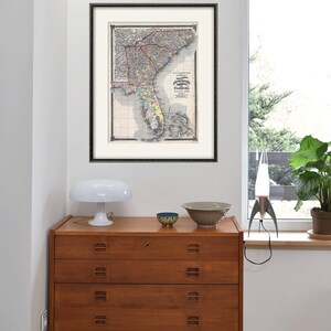 Florida kaart print staat kaart vintage oude kaarten Antieke prints poster kaart muur interieur muur kaart Florida print oude prints Florida decor muur
