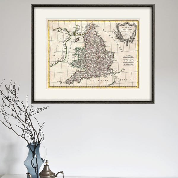 Vintage England Map Print: Antique Home Wall Decor