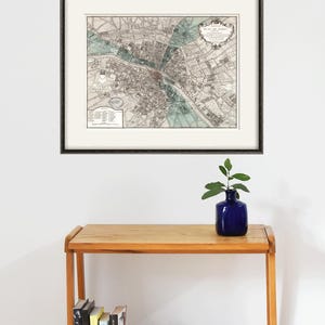 Mapa de Paris imprimir mapa vintage mapas antigos pôster de gravuras antigas decoração de mapa decoração de casa mapa de parede mapa da França impressão de Paris gravuras antigas decoração de Paris