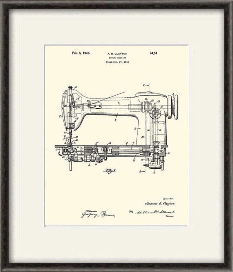 Sewing Machine Art Patent Print Sewing Print Patent Poster Etsy
