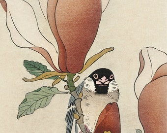 Japanese bird art print Japanese art print poster bird decor Wall poster art antique prints japan poster japanese decor bird wall decor