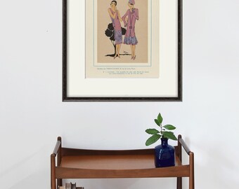 French Art Deco Fashion Print - Pink 1900s Vintage Poster