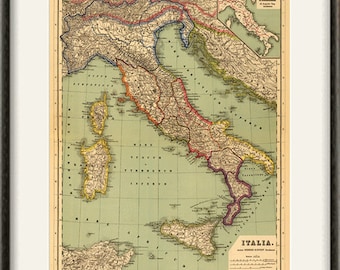Italian map print map vintage old maps Antique map poster map wall home decor wall map italian print old prints italian decor large map