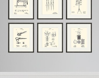 Sewing Patent Art Print Set: Vintage Sewing Room Decor