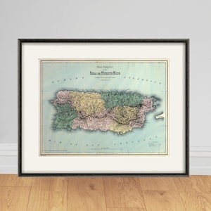 Carte de Porto Rico, impression de cartes anciennes vintage, carte ancienne, affiche carte, décoration murale, carte de Porto Rico, impression de carte, grande carte, décoration murale