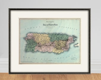 Puerto Rico map print map vintage old maps Antique map poster map wall home decor wall map Puerto Rico print Map decor large map wall decor