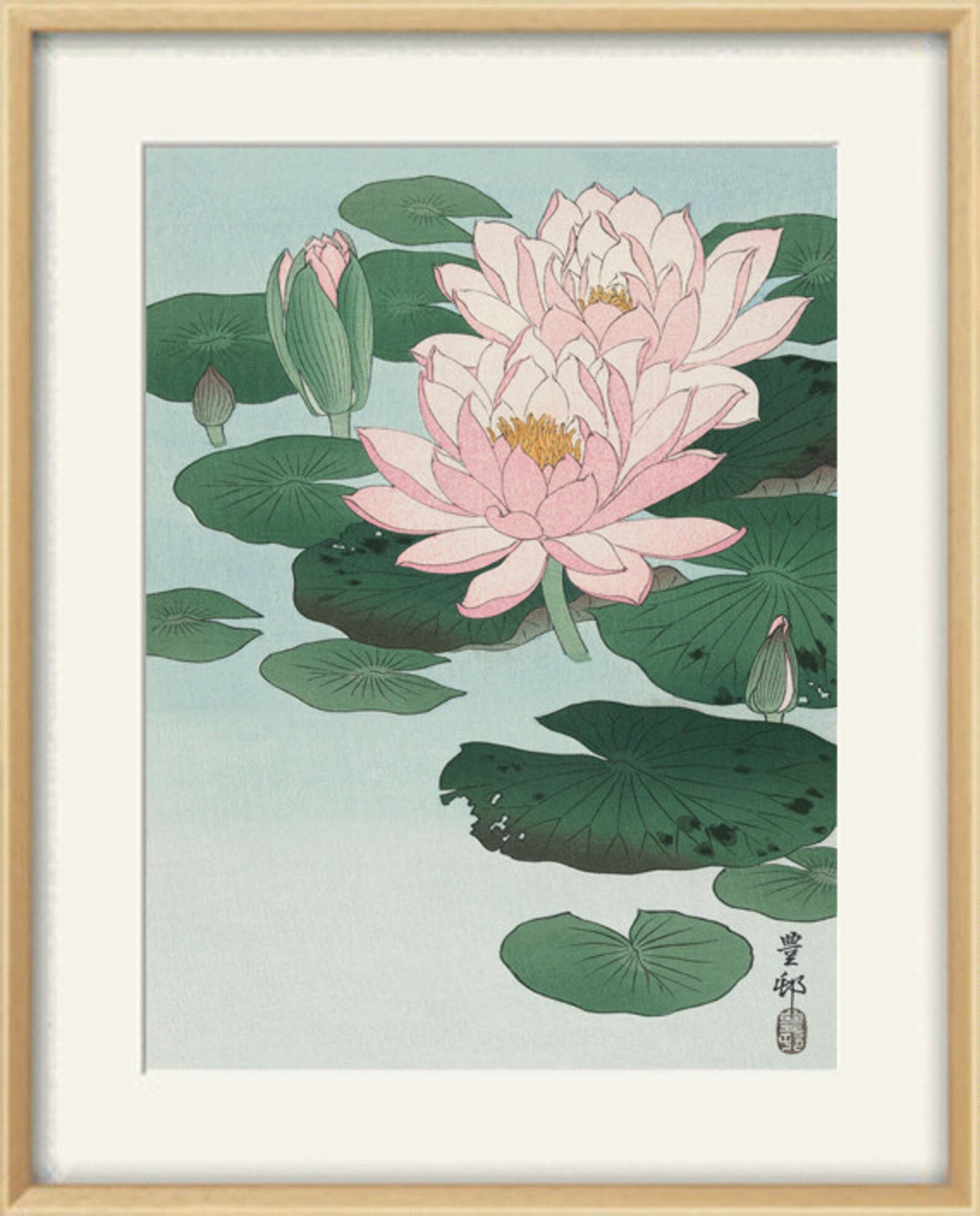 Japanese Water Lily Art Print: Antique Pink Botanical Poster - Etsy