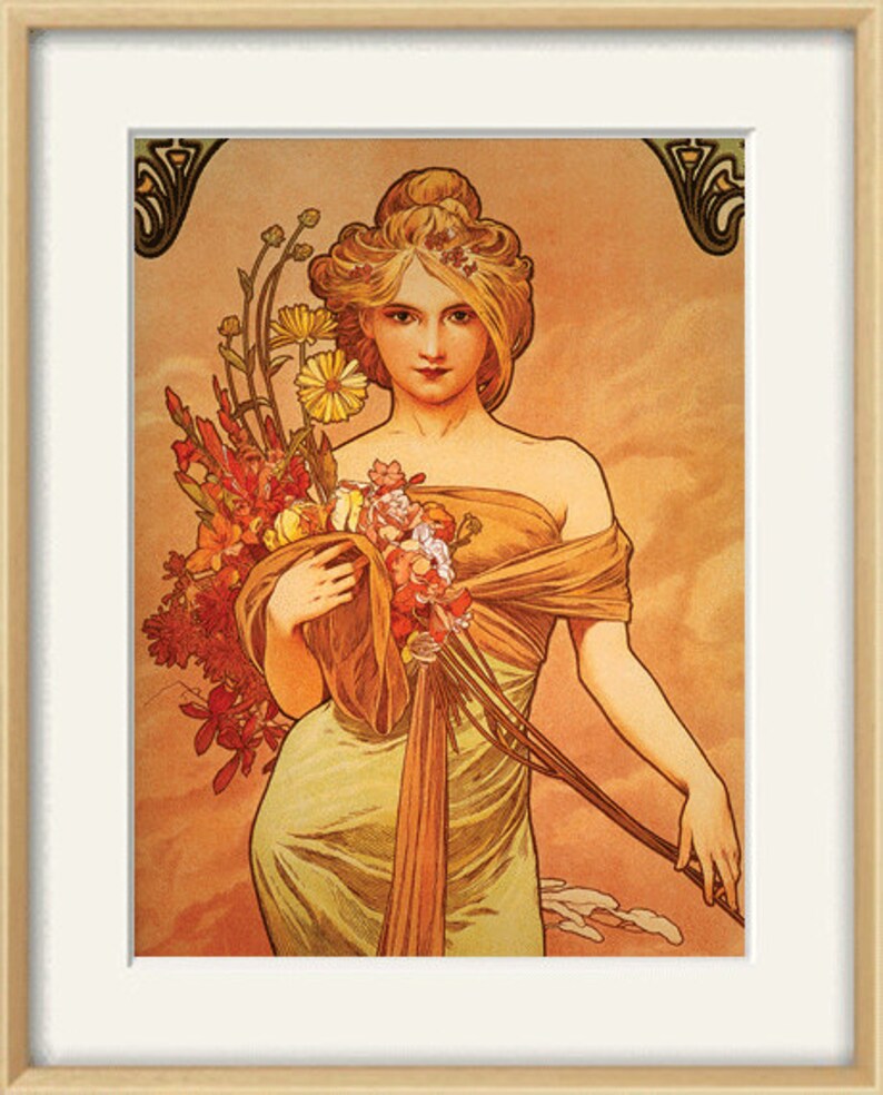 Art Nouveau Art Print Antique Prints Mucha Art Home Decor Wall Etsy