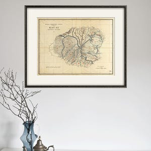 Kauai Hawaii map print old maps Antique map poster map wall home decor wall map vintage Hawaii print state map art large map art print