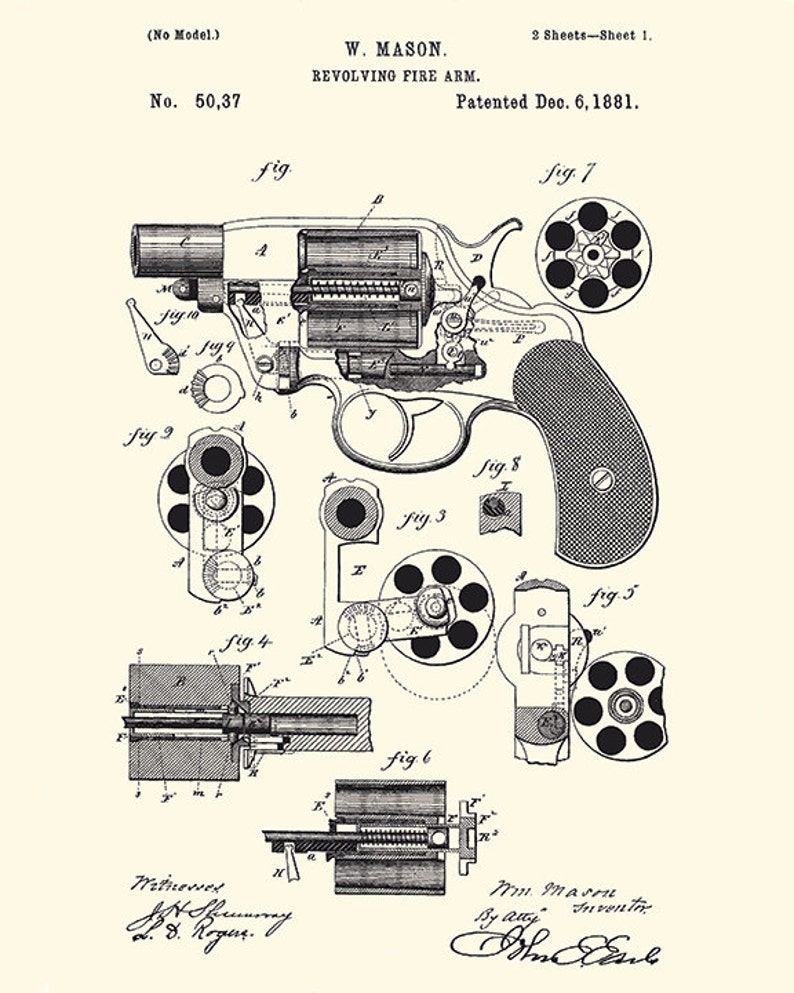 Gun Art Vintage Patent Print Military Art Print Patent Poster - Etsy