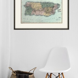 Puerto Rico Map Print Map Vintage Old Maps Antique Map Poster Map Wall Home Decor Wall Map ...