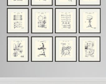 Vintage Drum Patent Art Print: Music Room Decor