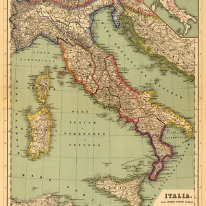 Italian map print map vintage old maps Antique map poster map wall home decor wall map italian print old prints italian decor large map image 3