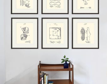Vintage Baseball Patent Art Print: Sports Wall Decor Seet of 6
