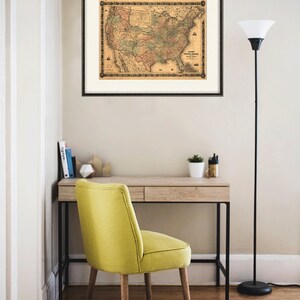 usa map print american map vintage map print old map antique etsy