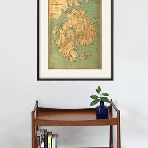 Mount Desert Island Karte Landkarte Maine Landkarte Vintage alte Landkarten Antike Drucke Landkarte Landkarte Hauptdekor Wand Maine Kunst alte Landkarte große Landkarte