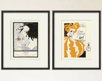 Art Deco Perfume Ad Print Set: French Fashion Advertising Art