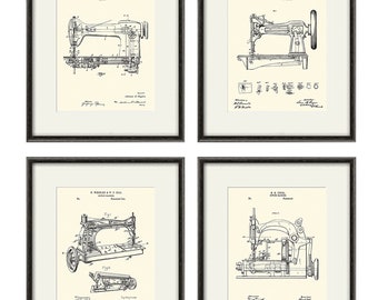 Vintage Sewing Machine Patent Art Print: Craft Room Decor